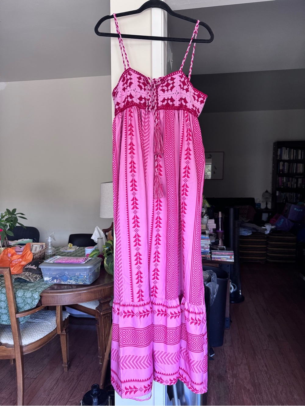 Pink Embroidered Maxi Sundress - Women's Pink Dress
